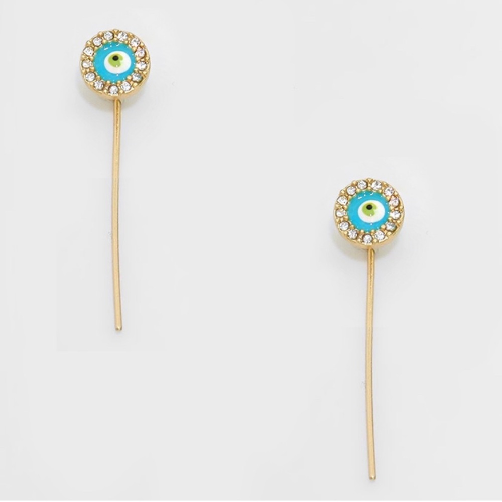 Evil Eye Ear Pin Earrings Gold